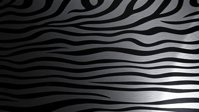 4K seamless zebra stripe pattern with black matte and brushed silver, gold edges, glitter, copy space