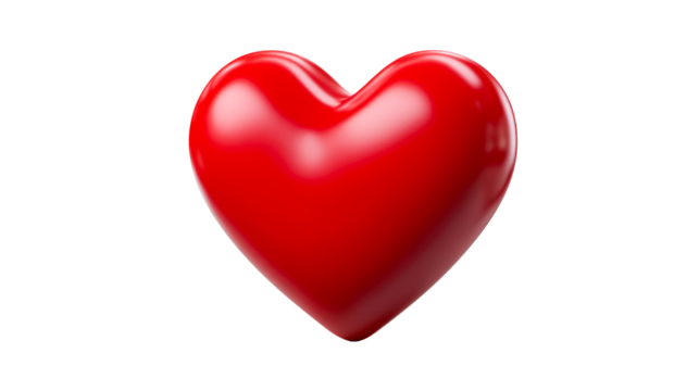 Glossy Red Heart Symbol Isolated on White Background, cut out transparent
