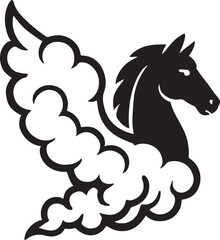 Naklejka premium Vector drawing of a horse head silhouette with a tribal design, a symbol of a wild animal with a flowing mane