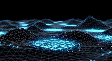 Dynamic technology grid visualizing data flow, Network, Digital, Blockchain, AI, Metaverse