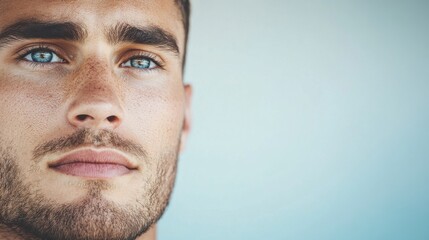 Fototapeta premium Young man reflecting outdoors on a serene day