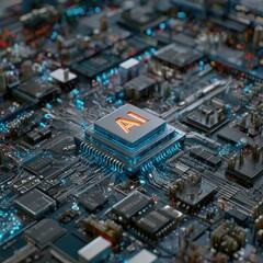 Obraz premium AI chip on a complex circuit board