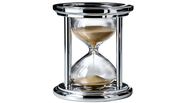Time's Golden Cascade: A timeless hourglass, elegant and symbolic, captures the preciousness of moments slipping away, a reminder of time's relentless passage.