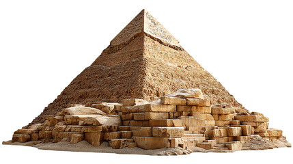 Pyramid of Giza: An awe-inspiring view of the Great Pyramid of Giza, one of the Seven Wonders of the World, standing tall and proud against a beautiful landscape. This historic landmark.