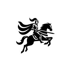 A Knight in Full Armor Riding a Majestic Horse in a Dynamic Pose.