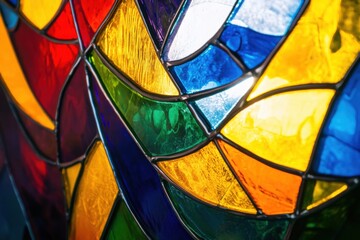 Colorful Abstract Stained Glass Design with Vibrant Patterns