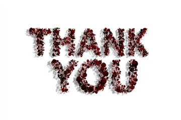 Thank you message formed from small red shapes