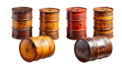 Rusty Barrels of Industry: The textured surface of these rusty barrels evokes a sense of time and purpose, against the background, offering a glimpse into a world of industrial power and resilience.