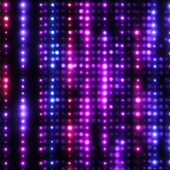 Obraz premium Vibrant, glowing vertical lines of dots in a spectrum of purple, pink, and blue against a dark background