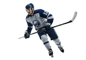 Obraz premium Hockey player in action isolated on transparent background