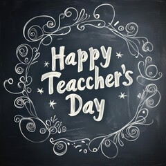 Happy Teacher's Day Celebration Chalkboard Design Art
