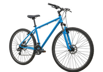 Blue mountain bicycle isolated on transparent background