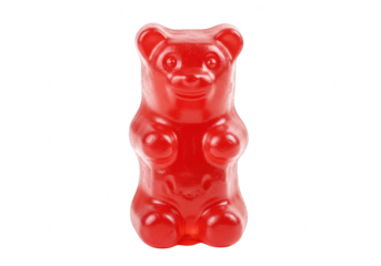 Red gummy bear candy isolated on transparent background