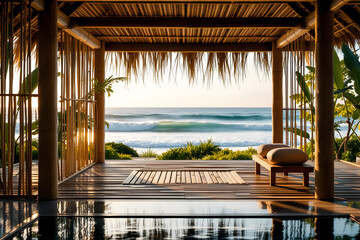 Obraz na płótnie Canvas Tropical Ocean View Resort Relaxation and Serenity at Dawn