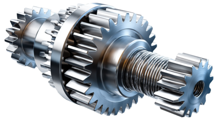 Precision Gears: A meticulously crafted cluster of steel gears interlocks, showcasing the intricate mechanics of engineering and industry.