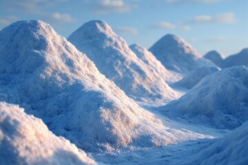 Fototapeta premium Snowy, pale mounds, mountain range, soft light