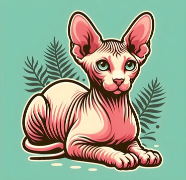 Sphynx cat vector illustration png svg 