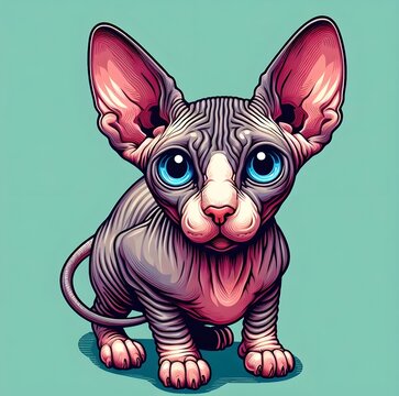 Sphynx cat colorful vector illustration png svg Image