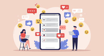 Vector Illustration of Social Media Communication and Interaction Concept
