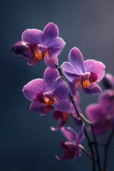 Close-up of vibrant purple orchids