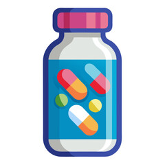 medicine bottle and pills