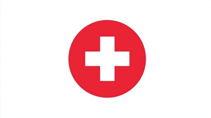 Obraz premium Red circle with white medical cross symbol