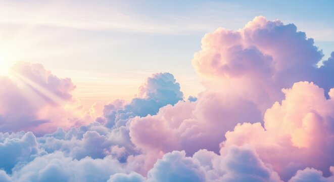 Beautiful pastel clouds at sunset with soft golden light