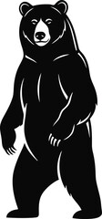 Fototapeta premium Standing bear illustration A bold black silhouette of a majestic grizzly against a plain background