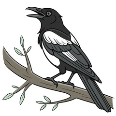 Fototapeta premium Magpie White Background