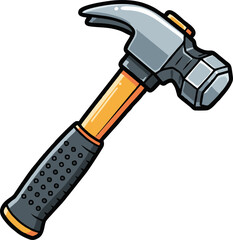 Cartoon Illustration of a Sturdy Work Hammer