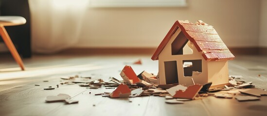 Symbolic representation of housing market collapse due to crisis