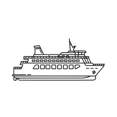 Obraz premium Large passenger ferry ship side view outline