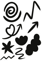 hand drawn Vector arrow set with graphic elements icons in artistic design style