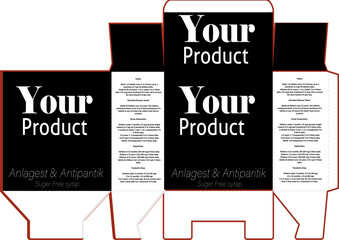 Product Packaging Design: A professional graphic design showcases the intricate structure and branding elements of the packaging, ready for your specific product. This design, with its sleek lines.
