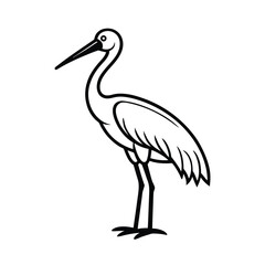 Obraz premium Elegant line art illustration of a jabiru stork standing tall and majestic on a clean white background