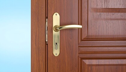 Close-up of a wooden door.  Part of a double door