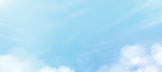 Sky Blue,Cloud Background,Horizon Summer Clear Sky over sea beach,Vector landscape nature sunrise in Winter,Spring panorama banner white clouds over blue ocean,Sunset landscape