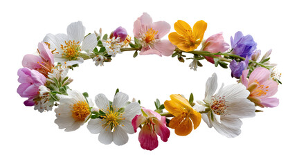 Floral Crown of vibrant Colors: A meticulously crafted crown blooms with a symphony of brightly colored flowers. Representing the beauty of spring.