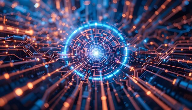 Abstract Futuristic Electronic Circuit Board Technology Background Illustration