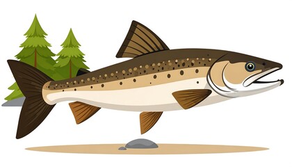 Obraz premium Illustration of a trout swimming