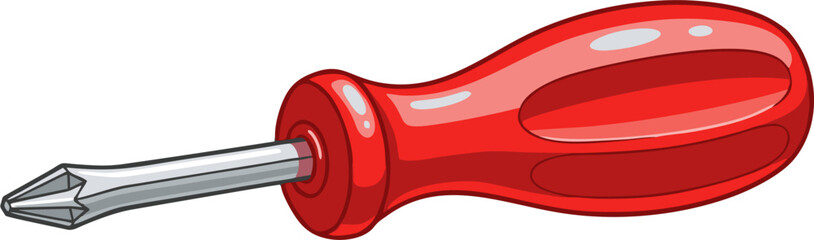 Red Handled Screwdriver with Pointed Tip Illustration