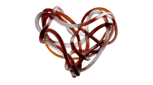 Intertwined Heart: A delicate, abstract heart crafted from interwoven strands, representing unity, love, and intricate connection.