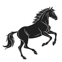 Obraz premium Black horse vector illustration in running silhouette style