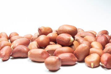 Peanuts close-up on white background