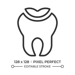 Dental filling pixel perfect line icon. Tooth treatment, medical service. Cosmetic dentistry, stomatology. Isolated vector illustration. Outline symbol. Simple linear drawing. Editable stroke