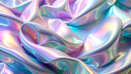 A beautifully textured fabric with iridescent reflections of lavender, pink, and blue creates a captivating and ethereal dreamlike aesthetic in this unique artwork.