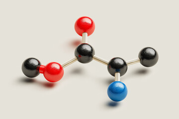 Fototapeta premium Modern vector line art of single chemical molecule with colorful atoms, showcasing structure