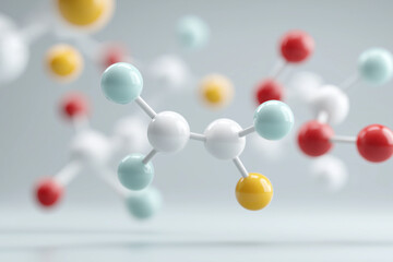 Colorful molecular structure with spheres representing atoms, showcasing chemistry concepts
