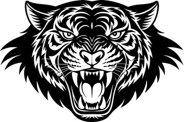 Angry Tiger Head Illustration