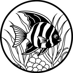 Tropical Fish in Aquarium Illustration